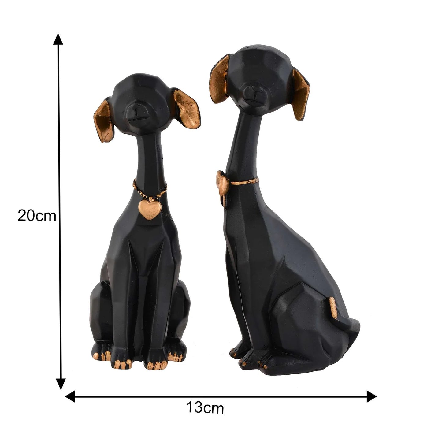 Black and gold resin dog figurine set for modern home décor