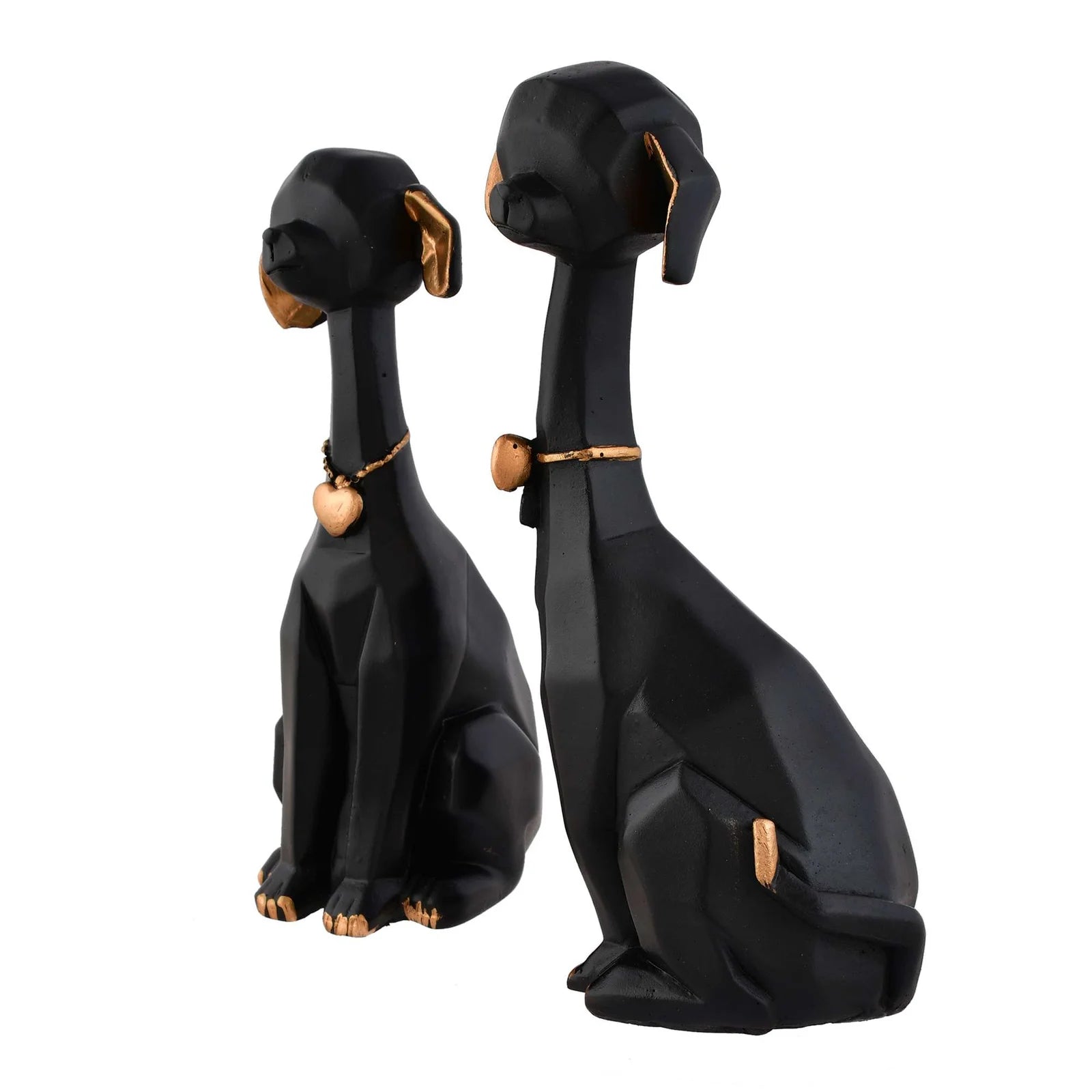 Black and gold resin dog figurine set for modern home décor