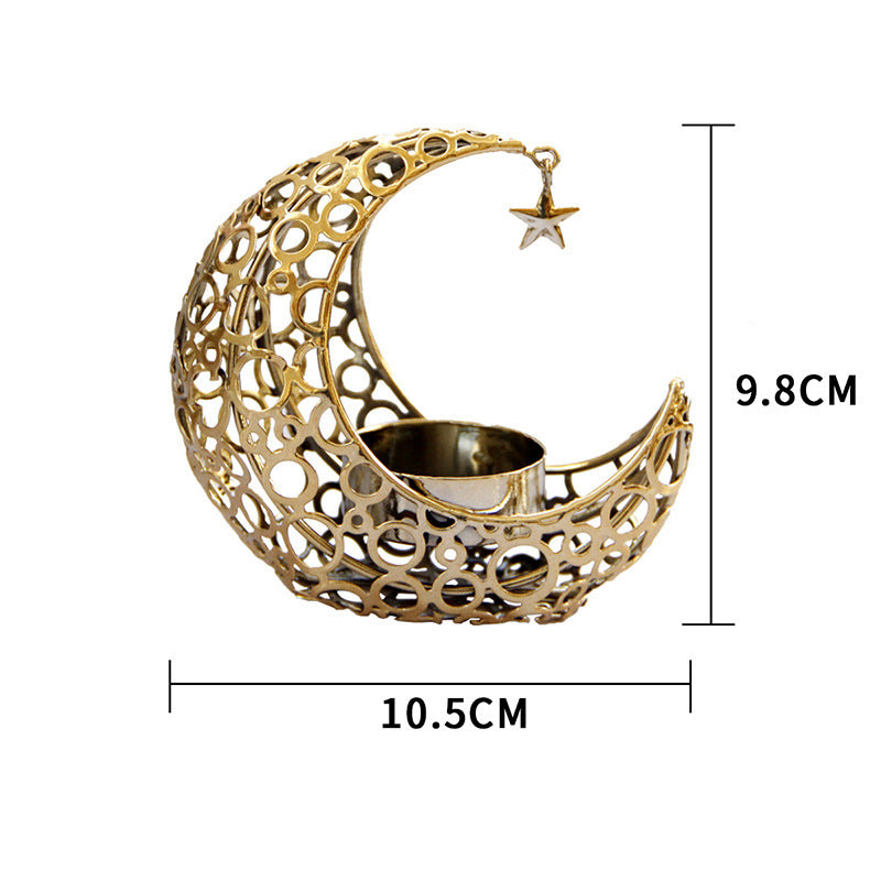 Modern crescent moon candle holder in black and gold metal
