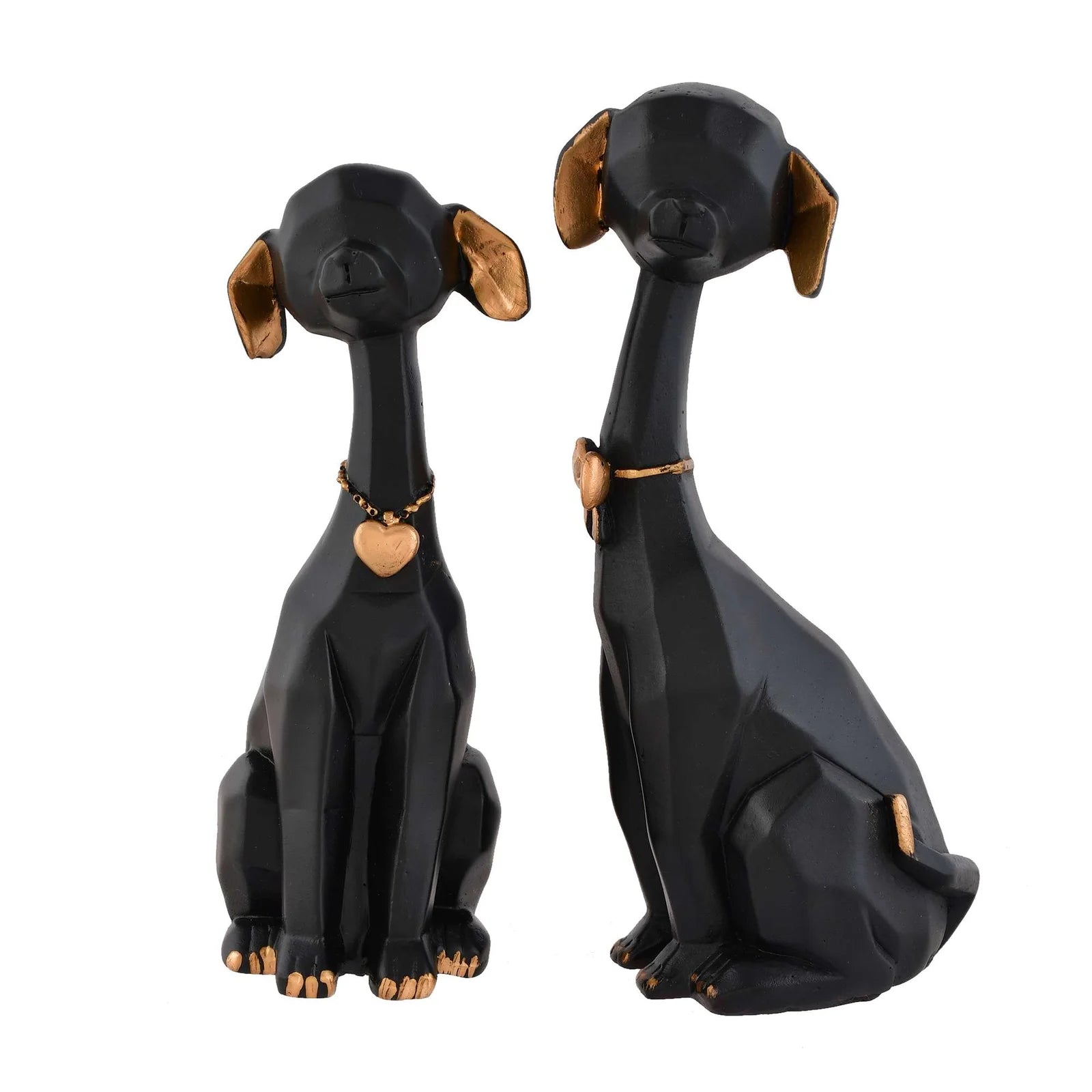 Black and gold resin dog figurine set for modern home décor