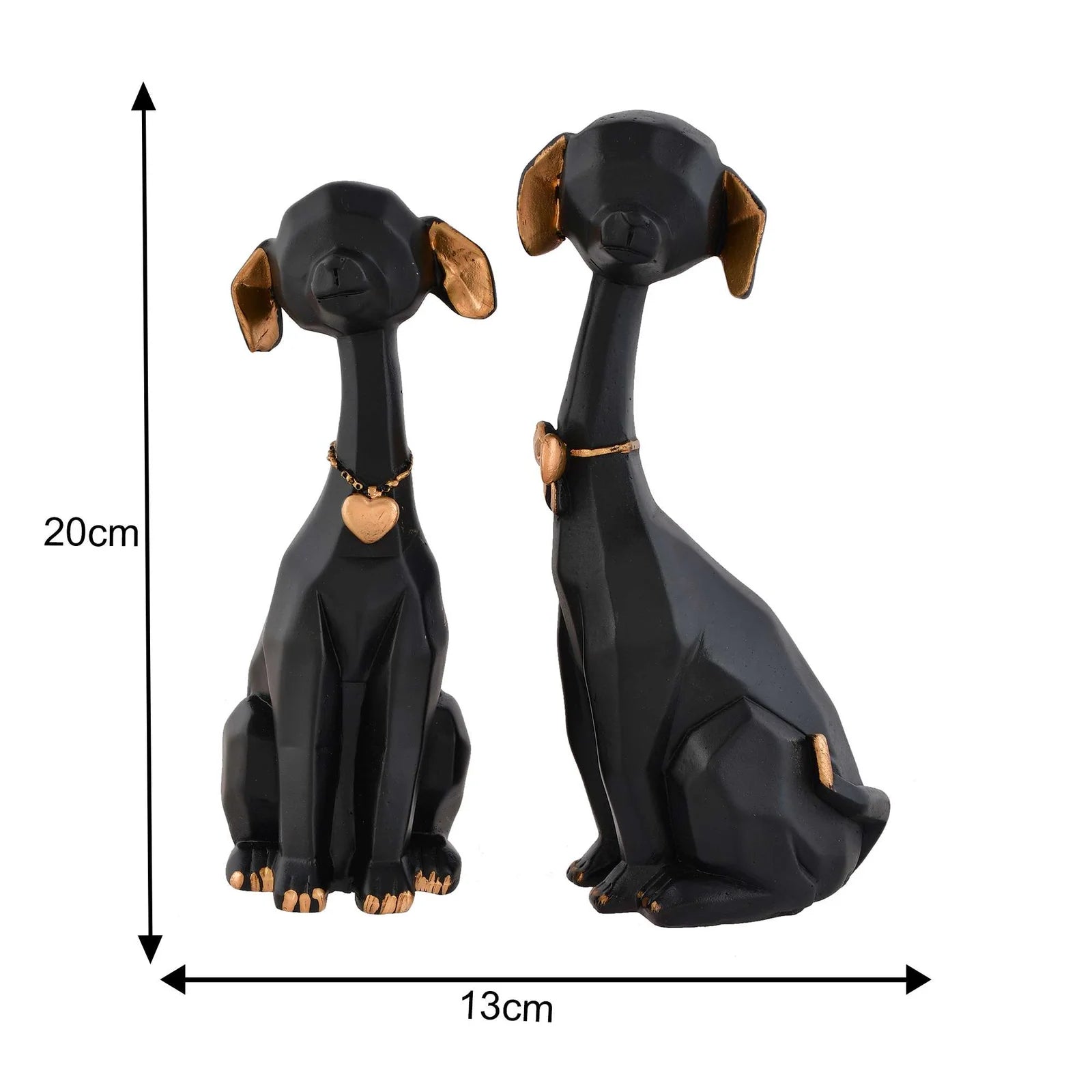 Black and gold resin dog figurine set for modern home décor